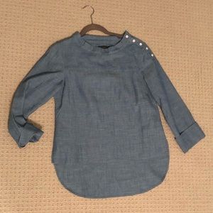 J. Crew Petite funnelneck shirt in chambray